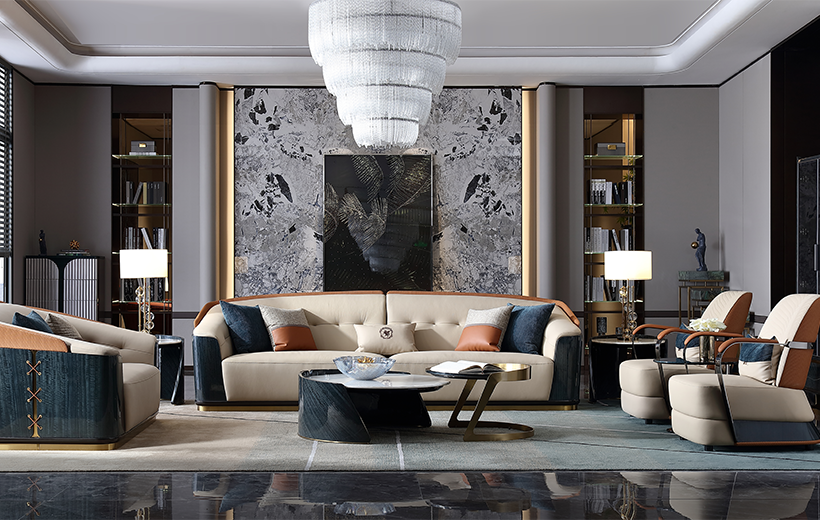 Vanbach Modern Light Luxury Full Genuine Leather Sofa Set - Eden