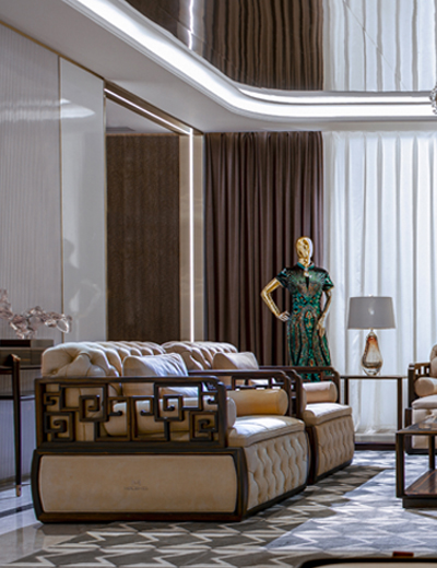 木臣居品东方简奢条纹乌木沙发001款