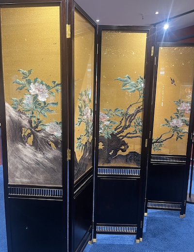 聚宝云堂-中式古典-缂丝牡丹6页屏风